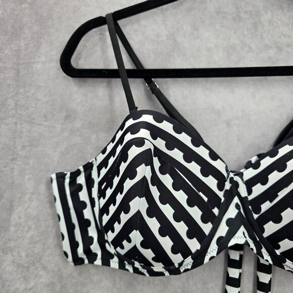 Black White Pattern Bikini Top Padded Underwire Swimwear 4XL - Picture 3 of 4